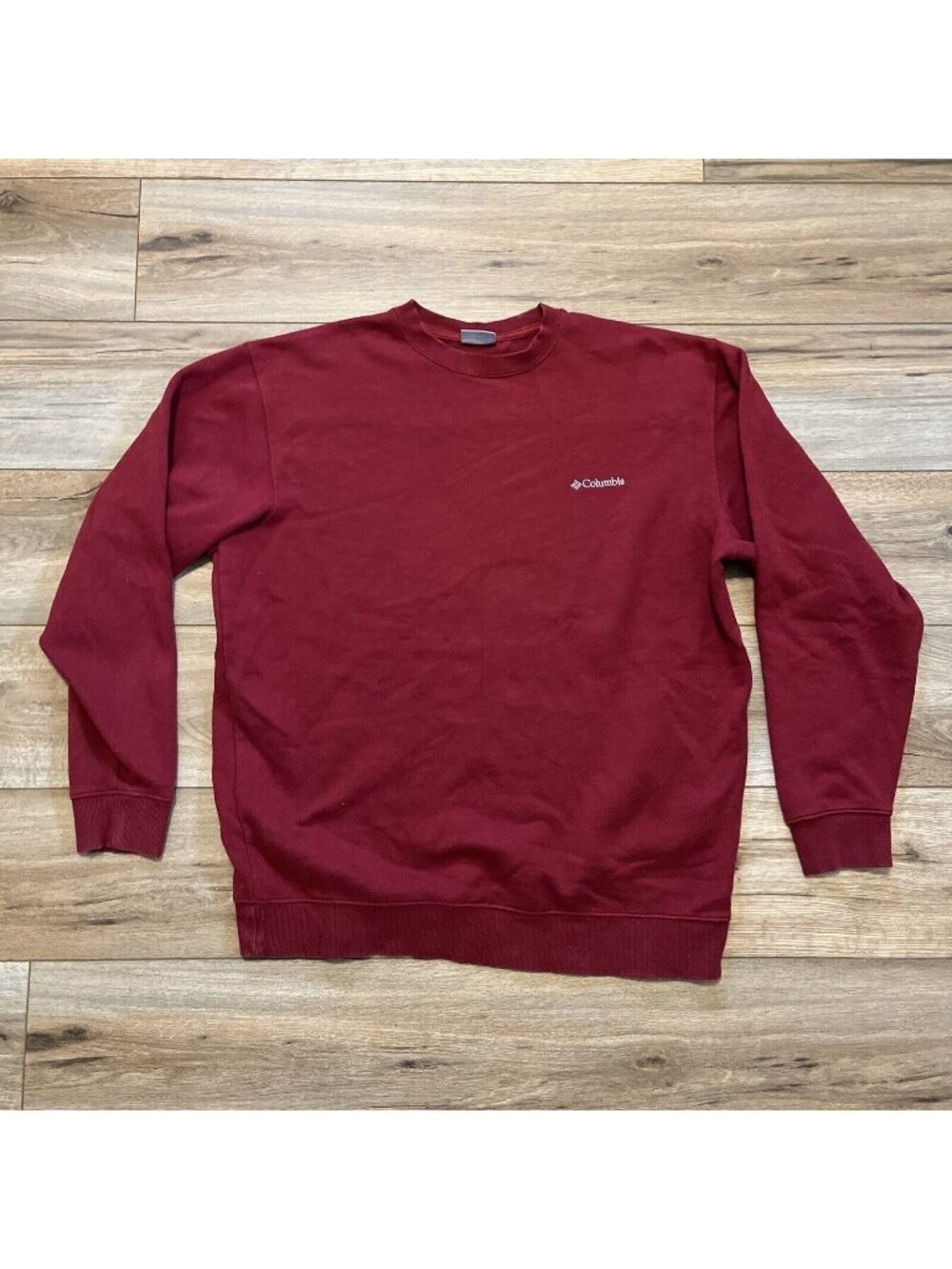 Men's Columbia Pullover Sweatshirt SZ XL Dark Red Embroidered Logo Casual